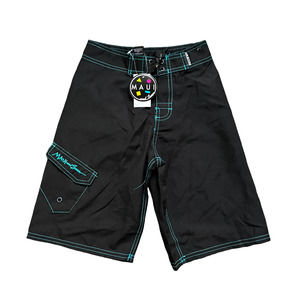 Maui Boys' Black Drawstring Boardshorts